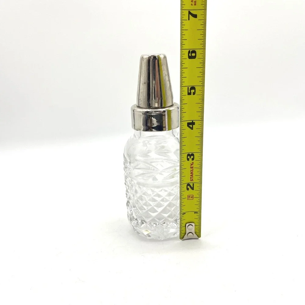 Galway Irish Crystal Baby Bottle Keepsake Diamond Cut Silver Tone Cap 5.5 Inch